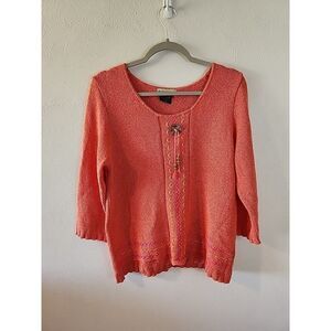 Parkhurst Women’s Size Medium Long Sleeve Orange Western Aztec Sweater